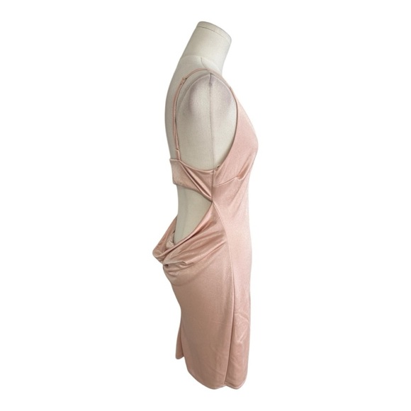 BLANC Nude‎ Pink Slip Dress Low Cut Back V Neck Bodycon Size S Party Date Night - Picture 3 of 6